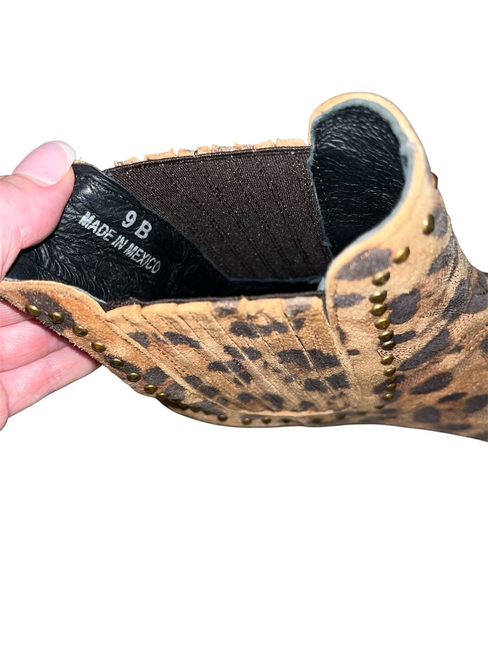 Cavender’s Leopard Print Western Ankle Boots - Tan & Dark Brown Suede Size 9B - Picture 11 of 12